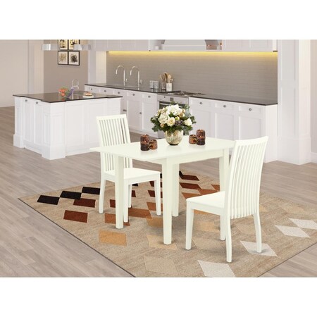 East West Furniture 3 Piece Norden Kitchen Furniture Set - Linen White NDIP3-LWH-W